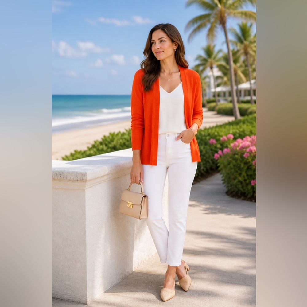 Cyrus Open-Front Women’s Cardigan Orange
